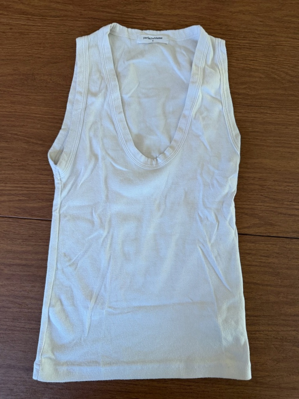 perfectwhitetee White Ribbed Scoop Tank